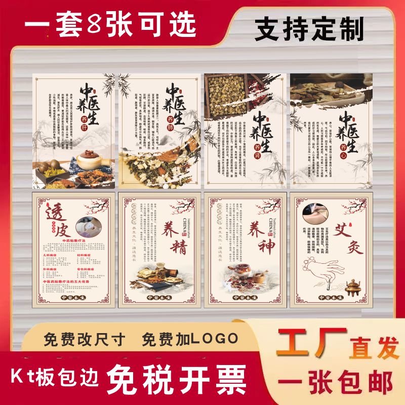 中医文化墙中草药背景墙养生馆墙面装饰针灸理疗美容院橱窗布置