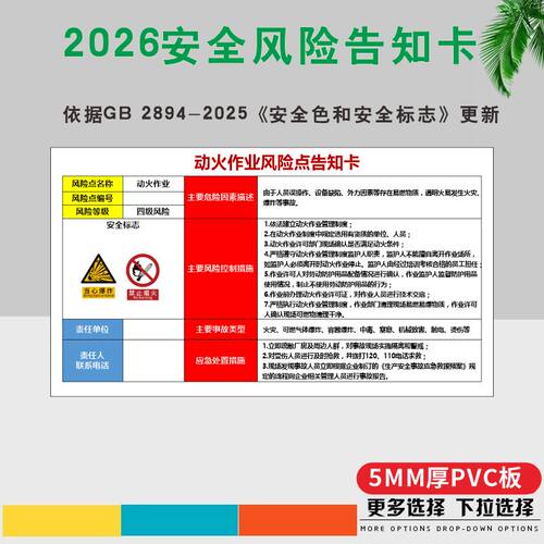 动火作业安全告知牌安全风险告知卡安全色和安全标志生产安全事故
