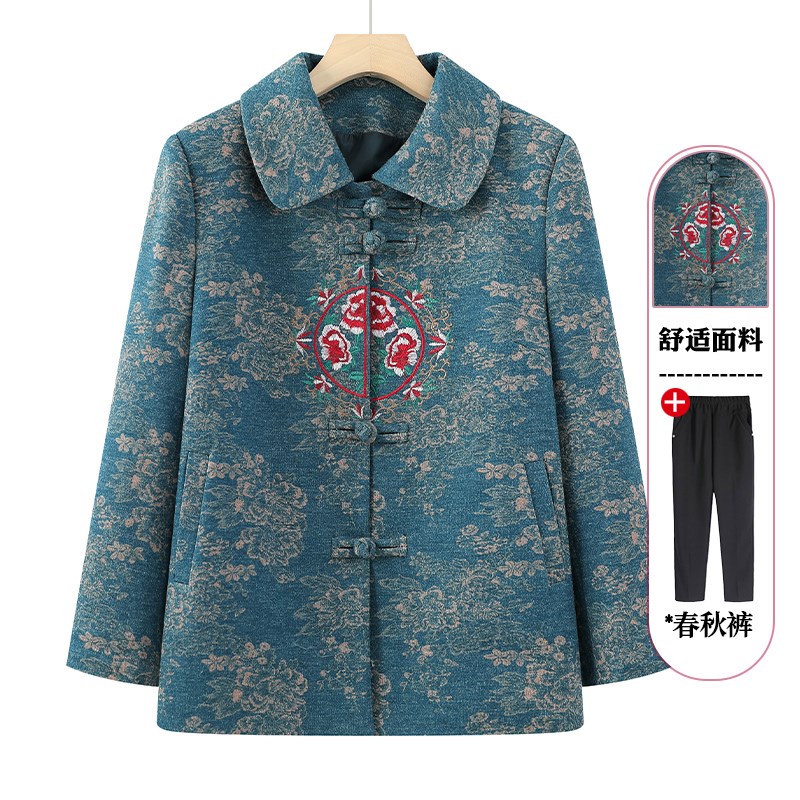 奶奶春秋外套妈妈秋装新款中老年人女款7K0岁老太太衣服老人上衣