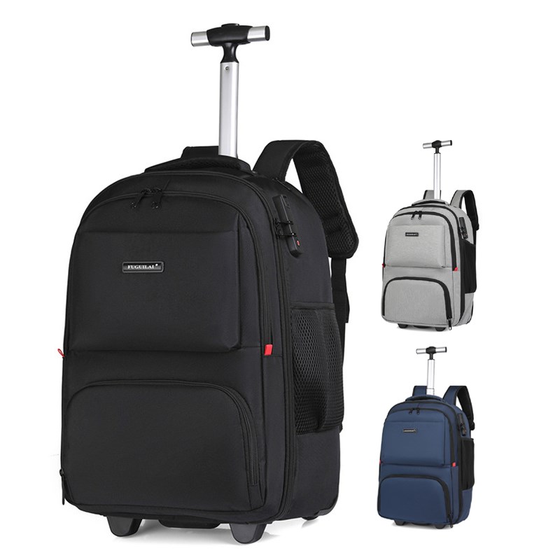 新款拉杆双肩背包男女行李包大容量商务登机旅行包拉杆学生书包19