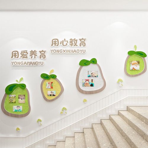 幼儿园环境创设主题墙面贴装饰文化楼梯毛毡展示成品材料班级布置