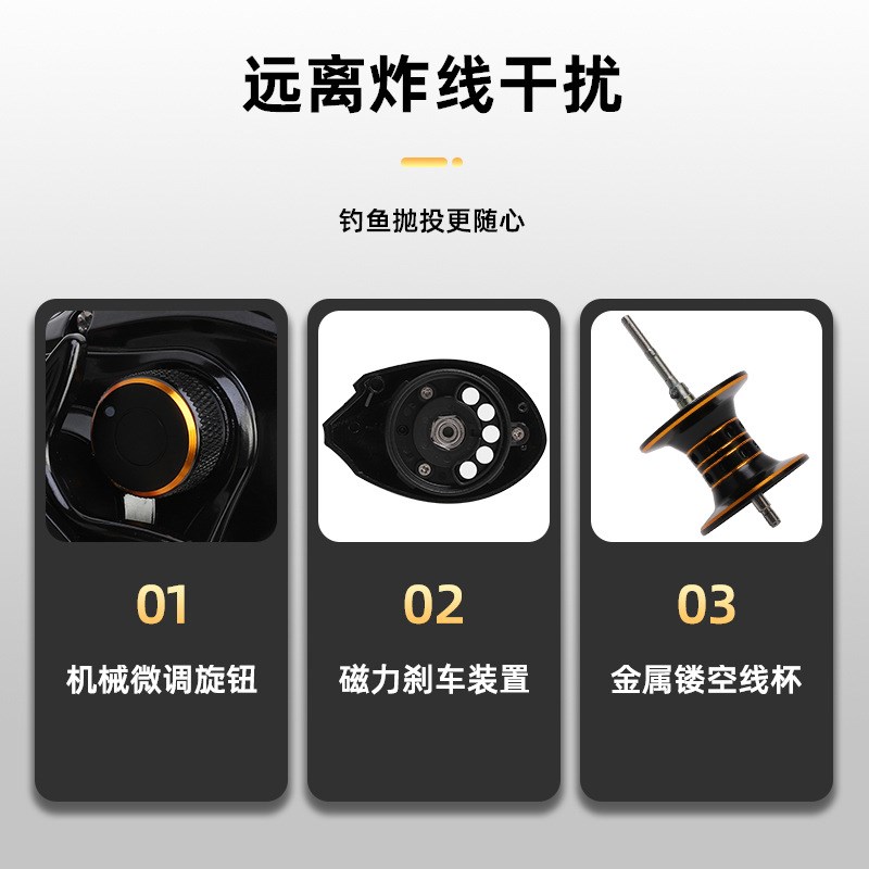 比灵斯P3水滴轮鱼线轮超u轻远投防炸线磁性刹车打黑路亚渔轮渔具