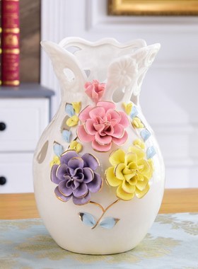 现代简约陶瓷创意干花花插花瓶摆件客厅电视柜玄关摆设家居装饰品