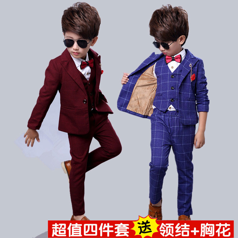 儿童西装套d装男加厚三件套小花童礼服休闲男童西服2022新款韩版