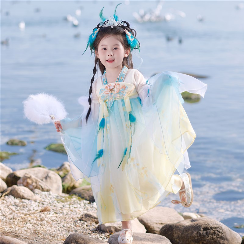 汉服女童2025春夏款儿童高端超仙国风公主连衣裙女孩古装表演襦裙