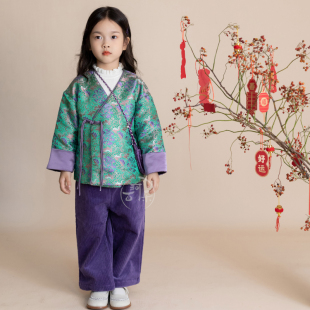 女寶唐裝 秋冬新款 復古新中式 I盤扣外套女童漢服民國風套 2023童裝