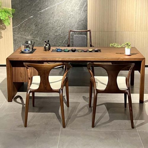 新中式黑胡桃实木茶桌椅现代简约禅意泡茶台办公室茶室家用茶台