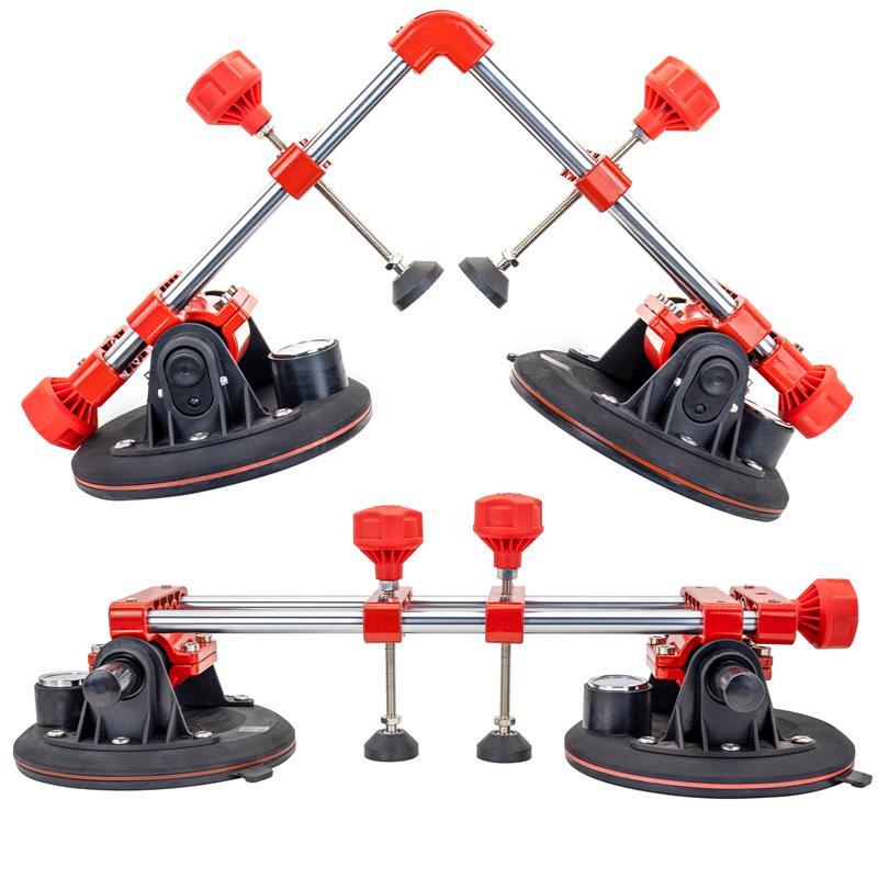 90度直角拼接吸盘 瓷砖平面拉紧器带压力表 单手压力表吸盘