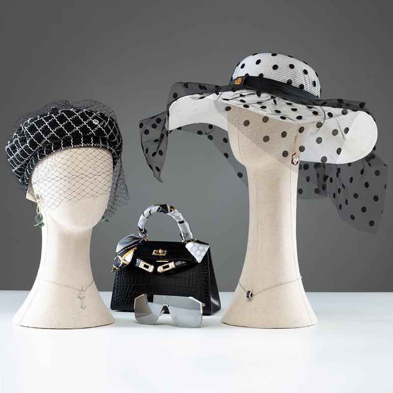 假人头模型架子i高档包布头模帽子展示架男女头模围巾假发展示道