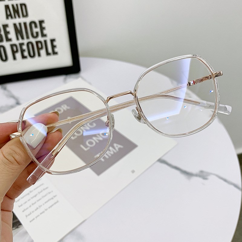 M2203多边形小框闪亮边框女生B素颜网红平光镜无度数可配近视眼镜