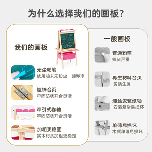 双面OM可擦磁性写字板无尘 速发阿可咪哆儿童画板家用小黑板支架式
