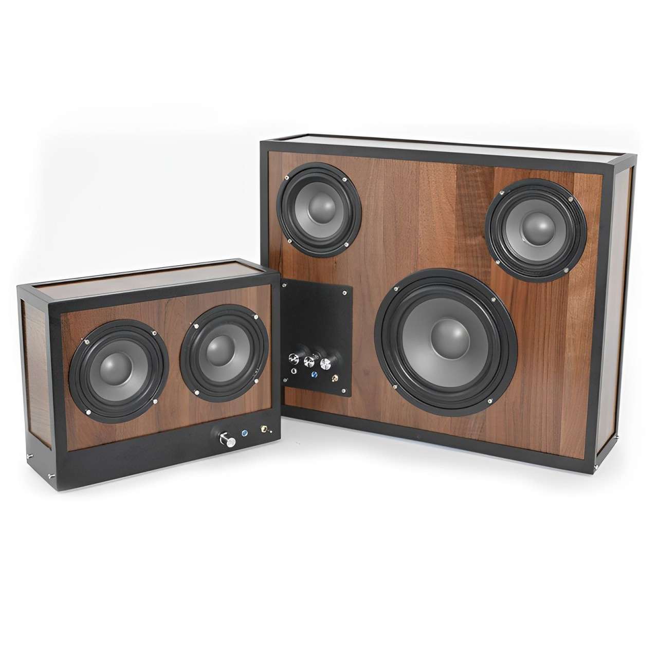 HiFi音响现代简约胡桃木环绕音箱家用音箱设计师样板间卧室书房摆