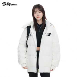辛普森一家连帽羽绒服男冬季新款保暖防寒服鸭绒情侣黑色外套女