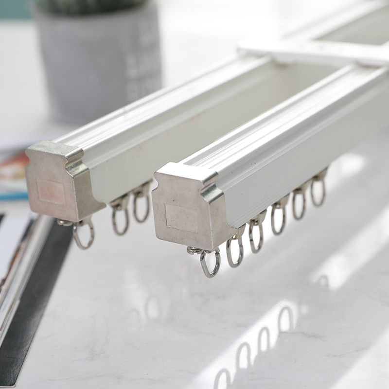 浙家布艺:定制加厚铝合金顶装窗帘轨道滑轨飘窗内开窗阳台杆子