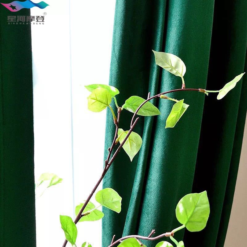 深圳窗帘全屋定制高端简约大气墨绿色绒布客厅卧室成品窗帘定制