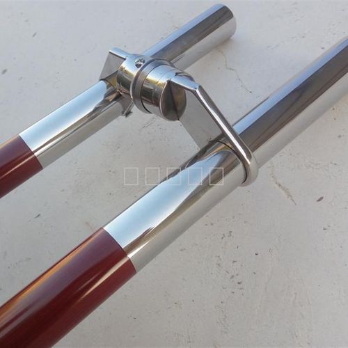 加厚不锈钢大门拉手玻璃门拉手斜角红木纹门把手铝合金包边门把手