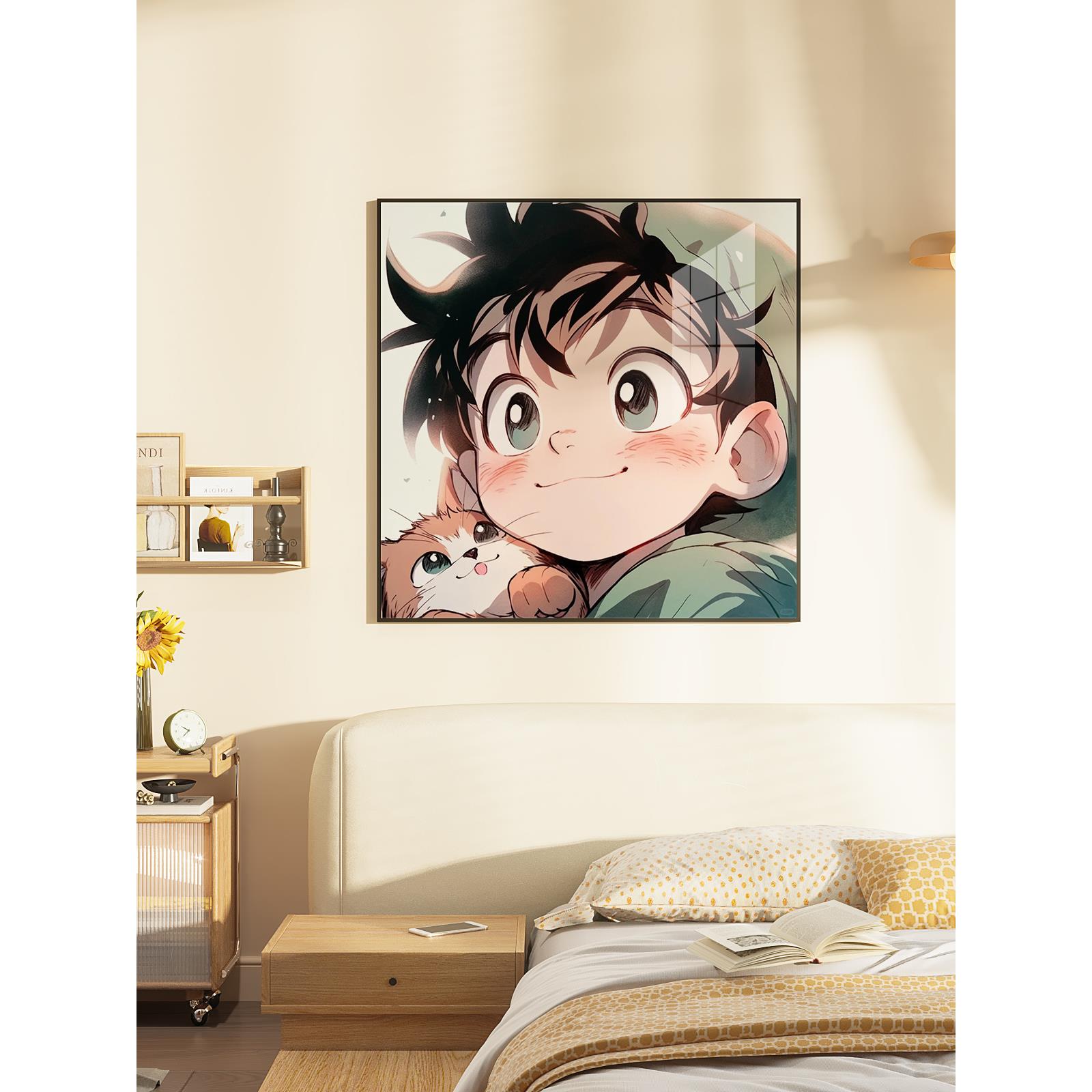 可爱小清新卧室奶油风动漫现代方形画卡通装饰画床头客厅挂画壁画图片