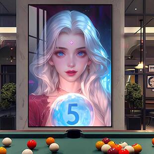 台球厅墙装饰画背景墙装饰画台球动画夜光装饰挂画流行台球室俱乐