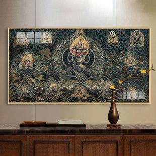 大威德金刚装饰画 划三世佛唐卡挂画 划佛堂客厅书房释迦牟尼佛藏