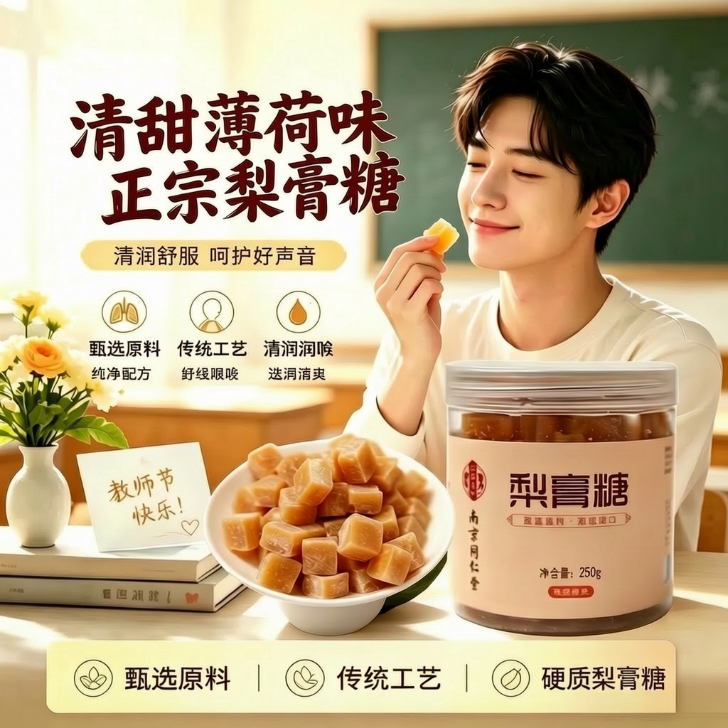 教师节礼物梨膏糖古方熬制罗汉果清凉糖250g/罐