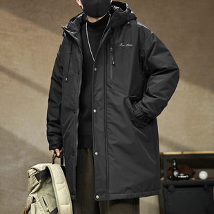冬季新品胖子羽绒服男中长款加肥加大码防寒保暖休闲宽松大衣外套