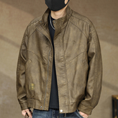 外套秋冬季 2025新款 PU皮衣男士 加绒痞帅青年皮夹克立领机车上衣男