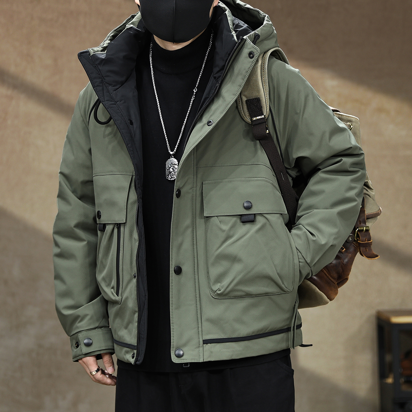 【工装羽绒服男士潮流冬季新款】