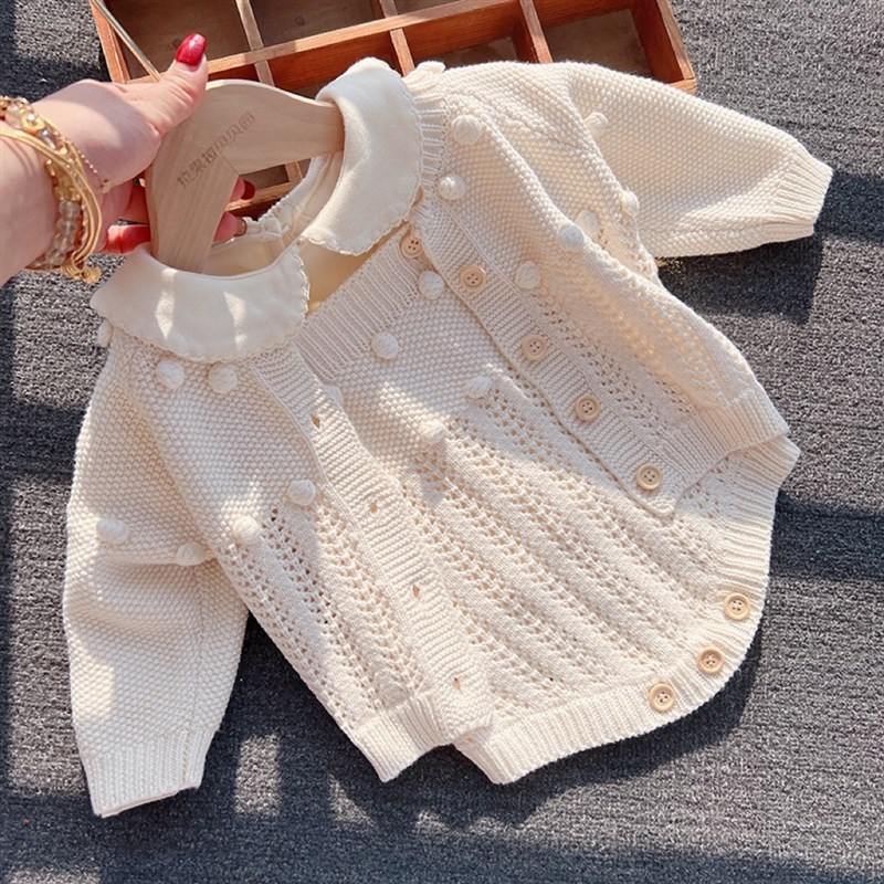 婴儿衣服b春秋套装女宝宝针织外套爬服洋气毛衣哈衣公主外出服春
