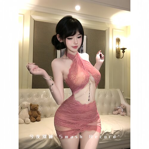 诱惑露背蕾丝透明纯欲旗睡裙