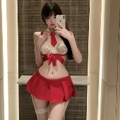 猫咪性感交叉绑带连衣裙套装 小胸聚拢修身 睡衣学院风约会睡裙