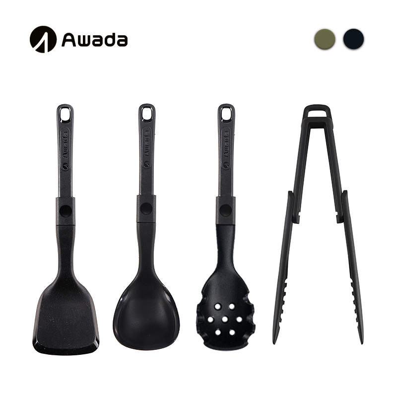 Awada户外新硅胶4件套铲勺套装折叠锅铲汤勺便携露营轻量化厨具