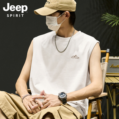 JEEPSPIRIT夏季纯棉无袖背心T恤