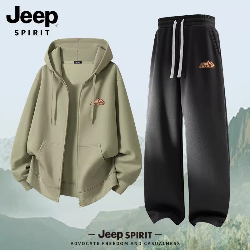 吉普JEEP休闲运动套装男秋季2026新款男士青少年卫衣卫裤一整套R