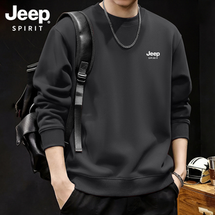 吉普JEEP卫衣2026新款男款秋季圆领外套男宽松潮流重磅加绒上衣R