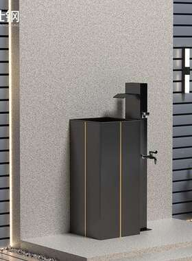 台方形黑不锈钢洗手盆室外阳台户外防冻UIK柱立盆洗手池庭院色水