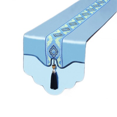 新中式桌头旗禅茶席餐中国风电视柜床柜长条盖布茶ZDA几布F意^