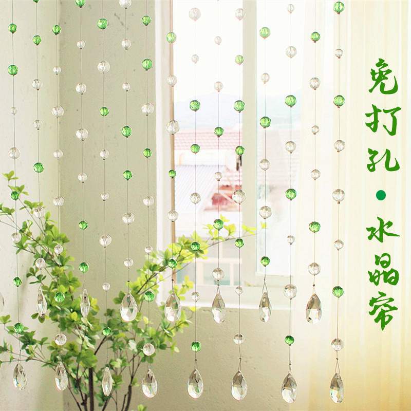 新品新品新品免打孔水晶珠帘客餐厅隔断帘装饰门帘墙挂串珠玄关帘