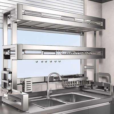 04锈QKG钢厨房槽水槽不置物架洗碗多功能碗沥碟收纳水池放碗盘水