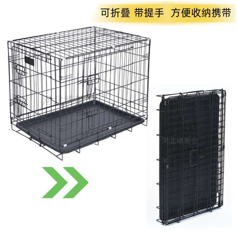 折叠狗笼加粗正侧门运输笼双门锁便携猫笼带提手外贸热销折叠狗笼