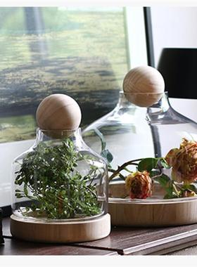 创意美乡村木球式玻璃储物收纳罐艺花瓶AL-54575带摆设玻璃工品现