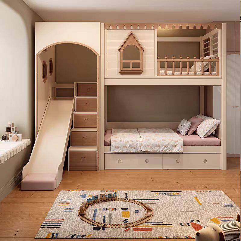 实木上下高高床带滑梯步梯组合床男树孩女孩低架床屋床儿6#童平行