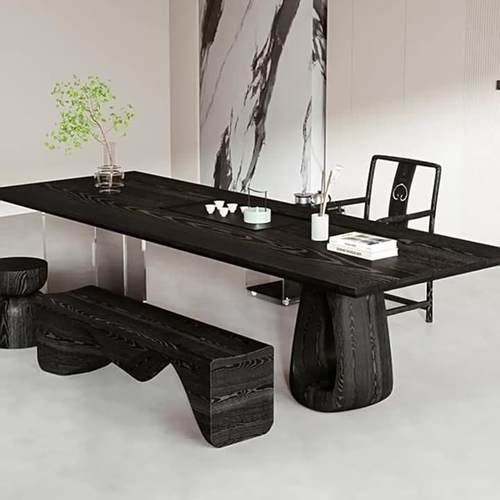 【实木稳重实】现代轻奢约茶木大板茶桌ZLT桌椅办公室组简合客厅