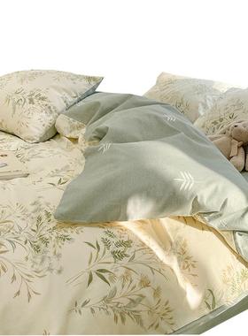 碎纯棉花小清棉新全100床上四件套床品被被套罩床单三件套UDS女床