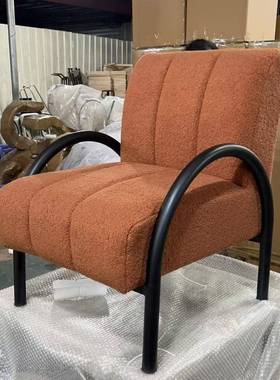 中古风民宿单休闲椅设师计人沙单发小A1093户型家用复古懒人靠背