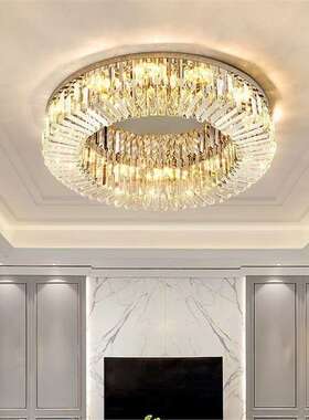 NWV轻奢led水晶餐顶灯新款圆形吸客厅厅灯简约现代卧室灯家用大厅