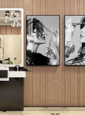 理发店店装饰画发美发挂画装饰品玄廊关走IUS廊网红发型艺壁术画