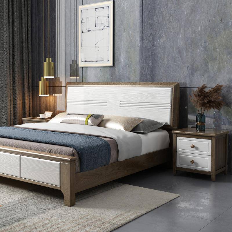 白卧蜡木实木床双现代简高约1.8米人主大床1.5新中式箱储物OSF轻