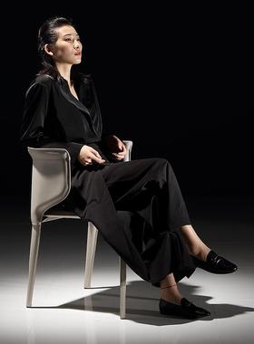 设计师轻奢鞍椅IOK书椅现代简马样房别墅马鞍皮约板餐椅靠背椅子