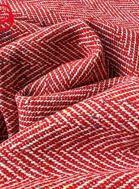 62g彩羊毛色面衣料秋冬梭织粗纺人TJ201035字纹毛呢加厚保暖0大呢