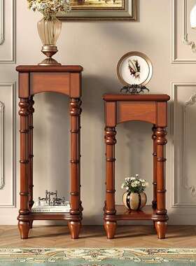 美式实木花物架阳台落地花架室内客厅花盆JD100872矮架子式欧高组